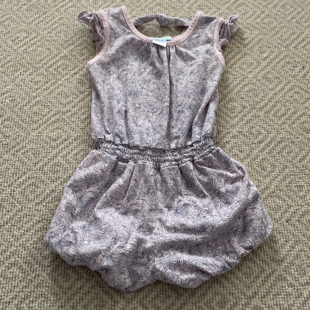 Feather Baby Romper 9 M Purple Pink Floral